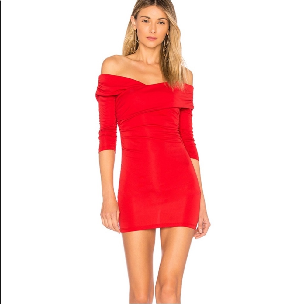 MAJORELLE Red Cypress‎ Off The Shoulder Mini Dress Size S